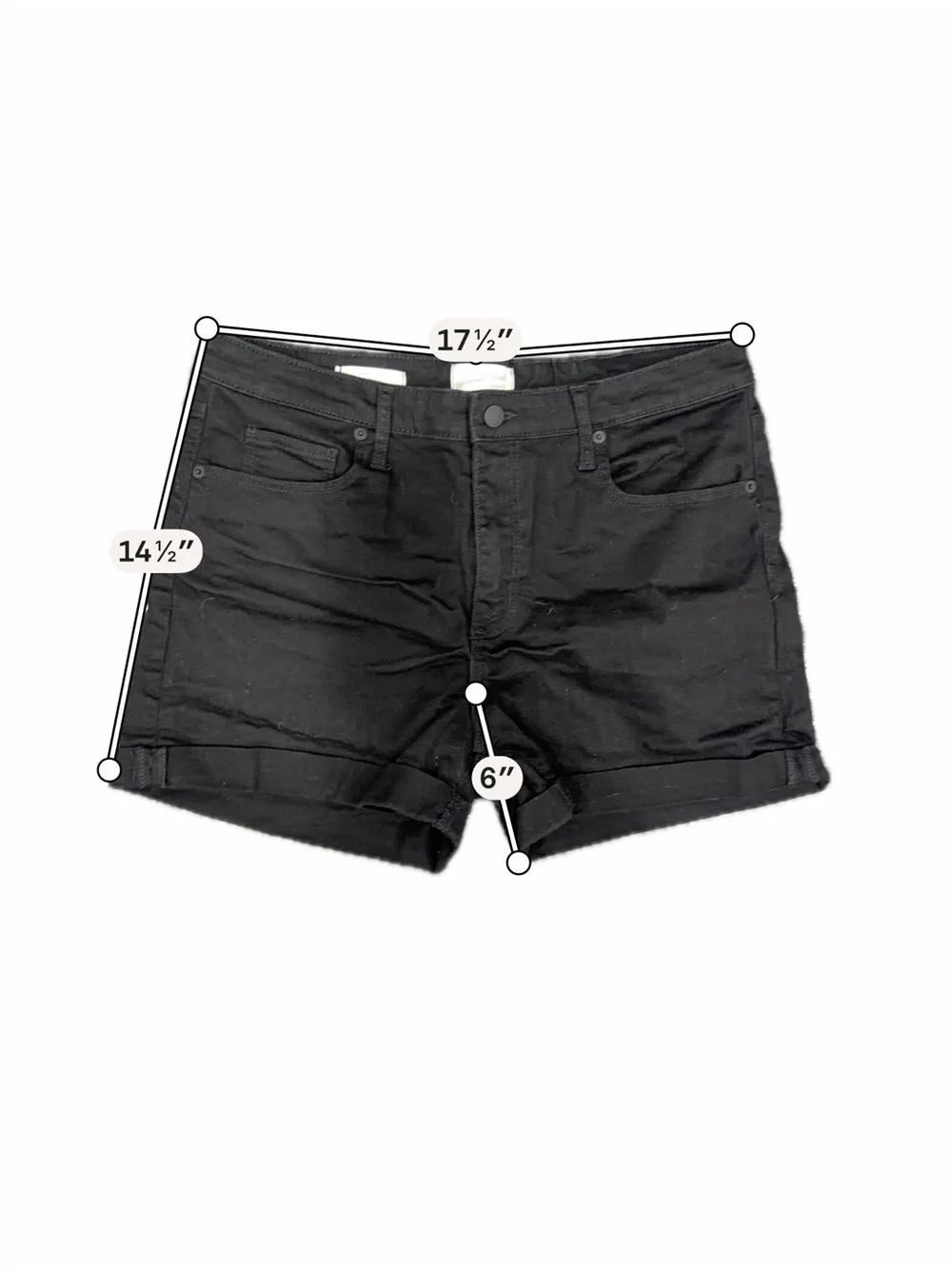 Universal Thread Black Denim Shorts Size 12/31 High Rise Cuffed Stretch Shorts